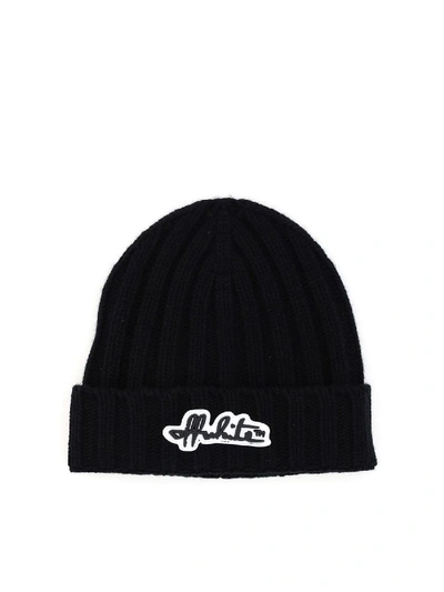 Shop Off-white Black Wool Cap With Applied Logo