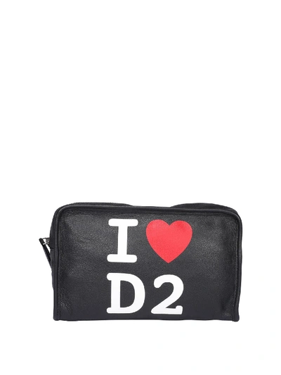 Shop Dsquared2 Black Beauty Case With Logo Print