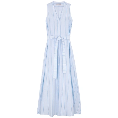 Shop Palmer Harding Palmer//harding Sedona Striped Cotton-blend Maxi Dress In Blue