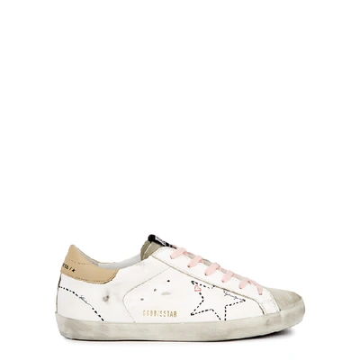 Shop Golden Goose Superstar Doodle Distressed Leather Sneakers In White