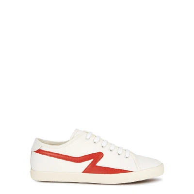 Shop Rag & Bone Court White Canvas Sneakers In White And Red