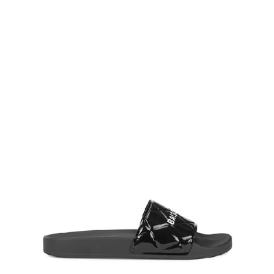 Shop Balenciaga Black Quilted Rubber Sliders
