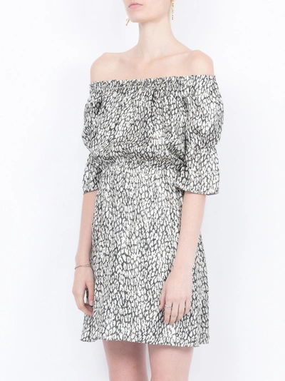 Shop Saint Laurent Printed Off-the-shoulder Dress