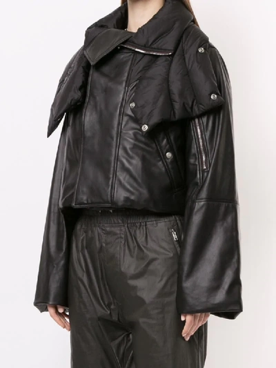 Shop Rick Owens Cropped Exploder Padded Jacket In Black