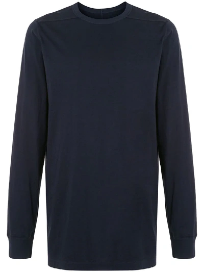 Shop Rick Owens Longsleeved Cotton T-shirt In Blue