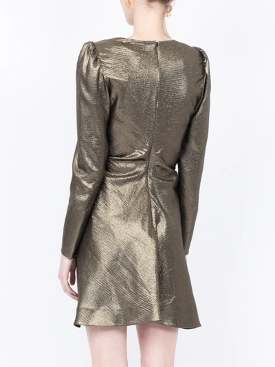 Shop Saint Laurent V-neck Metallic Dress