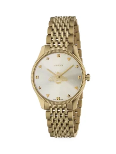 Shop Gucci Women's G-timeless Slim Yellow Gold Pvd Stainless Steel Bracelet Watch