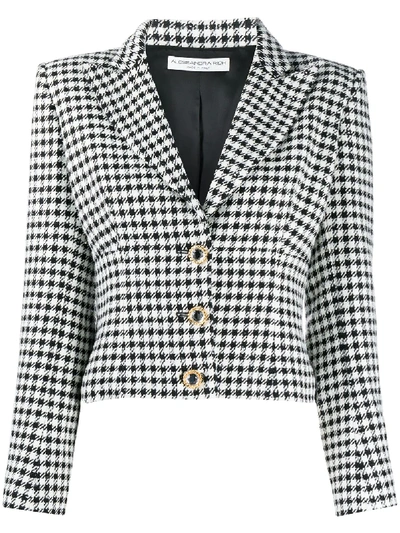 Shop Alessandra Rich Fitted Houndstooth Pattern Jacket In Black