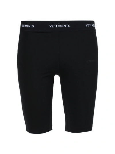 Shop Vetements Short Logo Leggings In Black