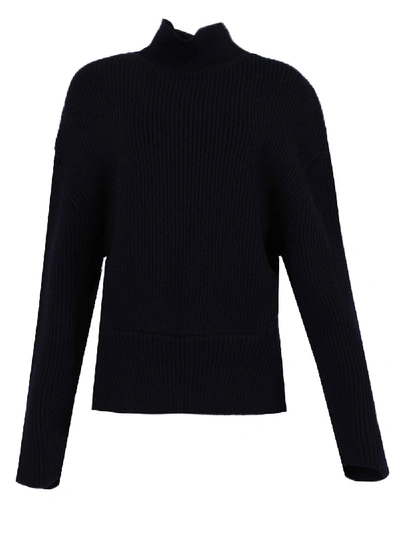 Shop Balenciaga Navy Wool Turtleneck Sweater