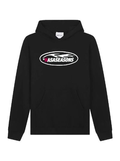Shop Nasaseasons Black And White Flame Logo Hoodie