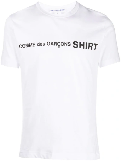 Shop Comme Des Garçons Shirt Graphic-print Crew Neck T-shirt In White