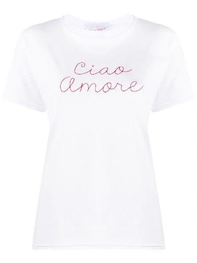 Shop Giada Benincasa Ciao Amore Embroidered T-shirt In White