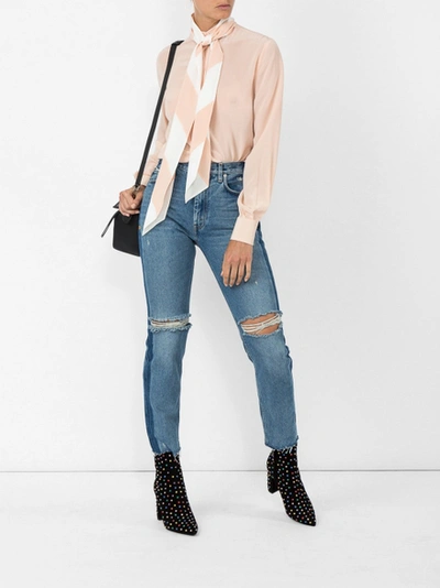 Shop Givenchy Neck Tied Blouse Neutral