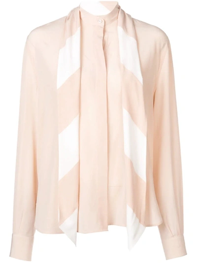 Shop Givenchy Neck Tied Blouse Neutral