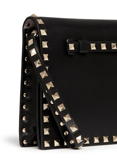 Shop Valentino 'rockstud' Leather Foldover Clutch
