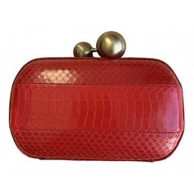 Pre-owned Diane Von Furstenberg Red Python Clutch Bag