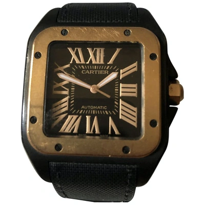 Pre-owned Cartier Santos 100 Black Ceramic Watch