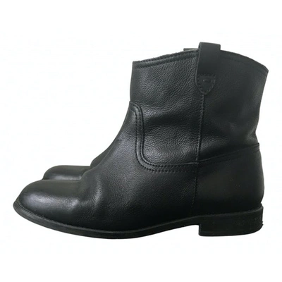 Pre-owned Madewell Leather Biker Boots In Black