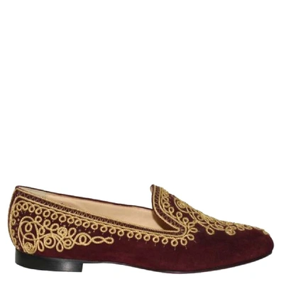 Pre-owned Christian Louboutin Brown Print Suede Loafers Size 37.5