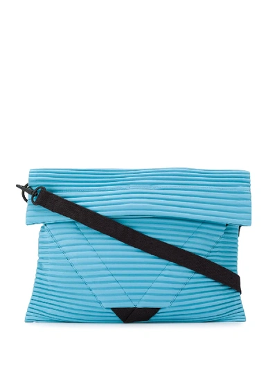 Shop Issey Miyake Pleated Detail Shoulder Bag In Blue