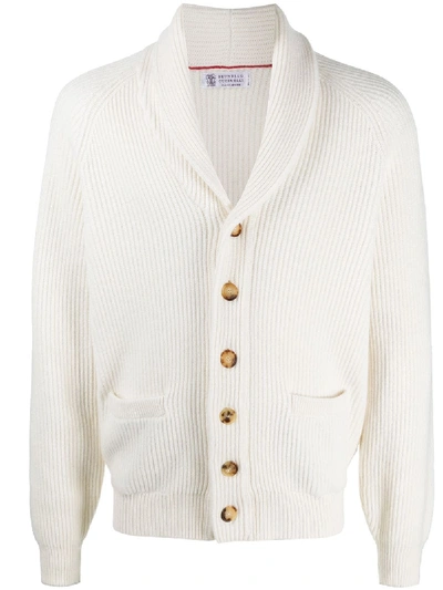 Shop Brunello Cucinelli Flecked Rib Cardigan In Neutrals