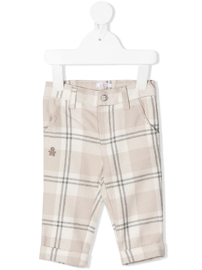 Shop Le Bebé Enfant Check Print Trousers In Neutrals