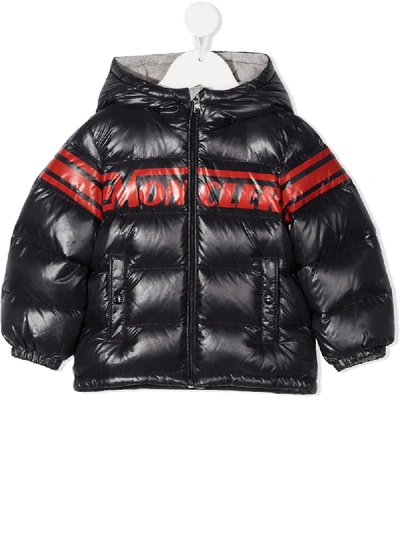 Shop Moncler Logo-print Padded Jacket In Blue