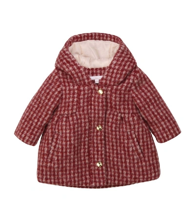 Shop Chloé Hooded Check Print Coat (6-36 Months)