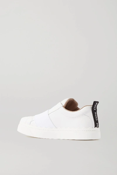 Shop Chloé Lauren Logo-embroidered Leather Sneakers In White