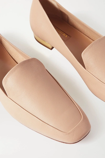 Shop Aquazzura Greenwich 10 Leather Loafers In Neutral