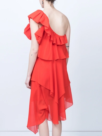 Shop Givenchy Red One-shoulder Dress