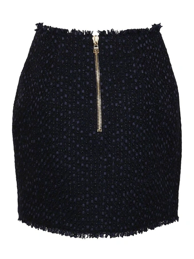 Shop Balmain Women's Blue Wool Skirt