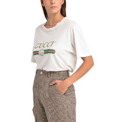 Shop Gucci Women's White Cotton T-shirt