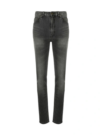 Shop Saint Laurent Women's Grey Cotton Jeans