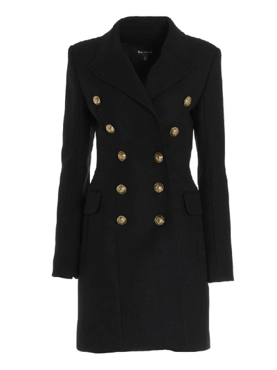 Shop Balmain Women's Black Coat