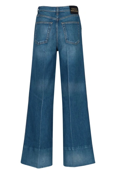 Shop Gucci Women's Blue Cotton Jeans