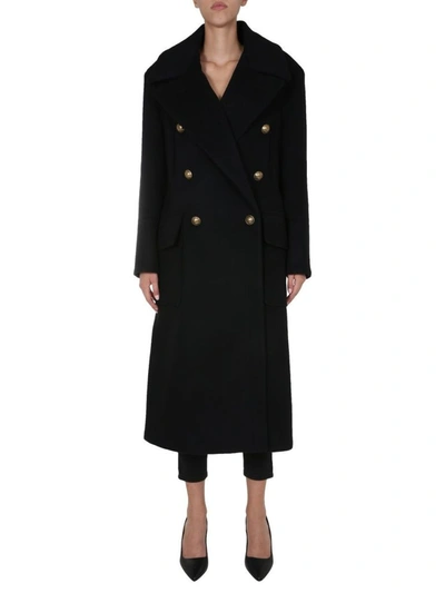 Shop Balmain Women's Black Wool Coat