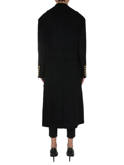 Shop Balmain Women's Black Wool Coat