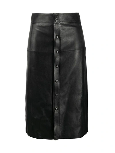 Shop Saint Laurent Women's Black Leather Skirt