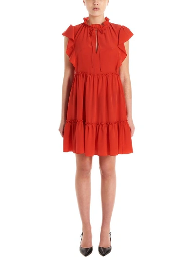 Shop Red Valentino Women's Red Silk Dress