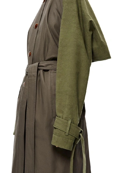 Shop Loewe Women's Green Cotton Trench Coat