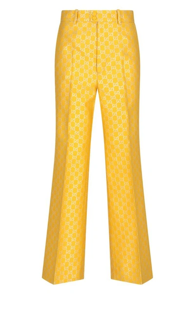 Shop Gucci Women's Yellow Wool Pants