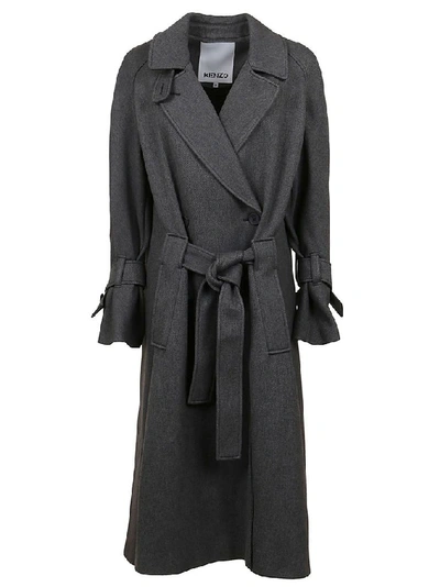 Shop Kenzo Women's Grey Viscose Trench Coat
