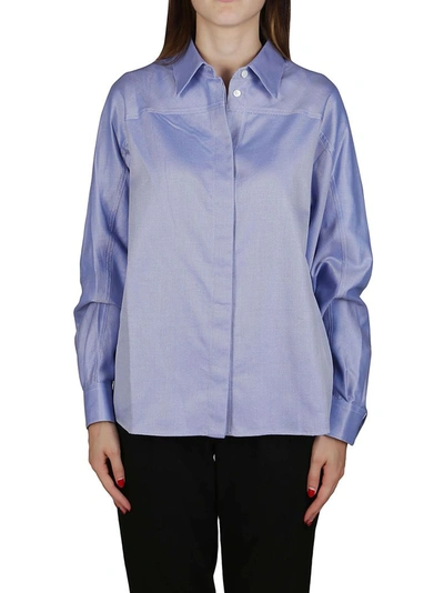 Shop Agnona Women's Blue Wool Shirt