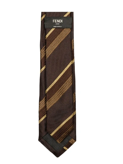 Shop Fendi Men's Brown Silk Tie