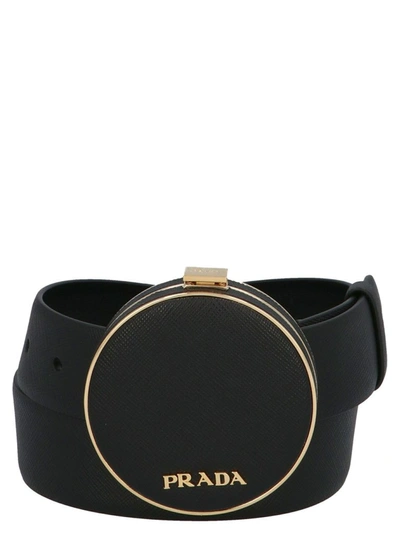 Shop Prada Women's Black Leather Belt
