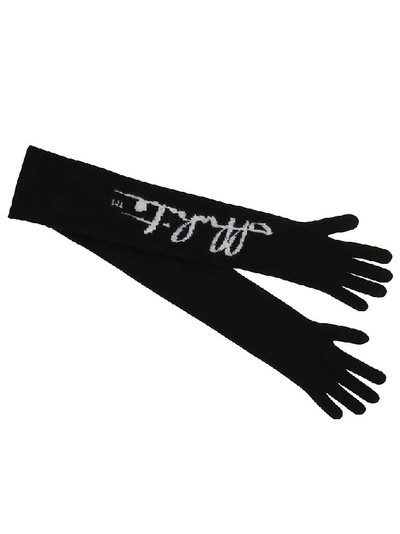 Off-white Logo-print Gloves In Black