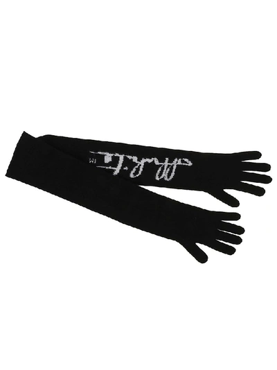 Off-white Logo-print Gloves In Black
