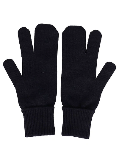 Shop Maison Margiela Women's Blue Wool Gloves